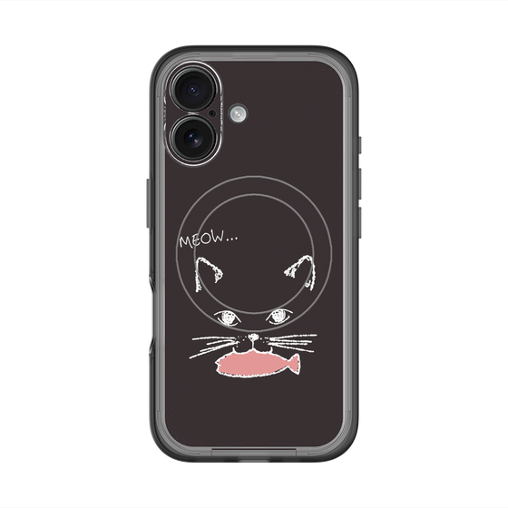 スリムプロテクションプレミアムケース with MagSafe［ 食いしん坊なねこ - Black ］