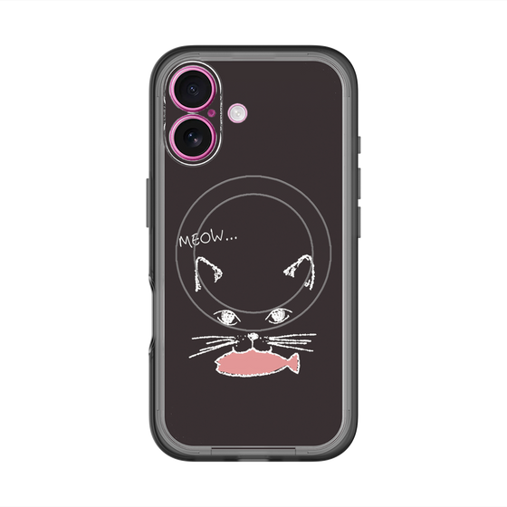 スリムプロテクションプレミアムケース with MagSafe［ 食いしん坊なねこ - Black ］