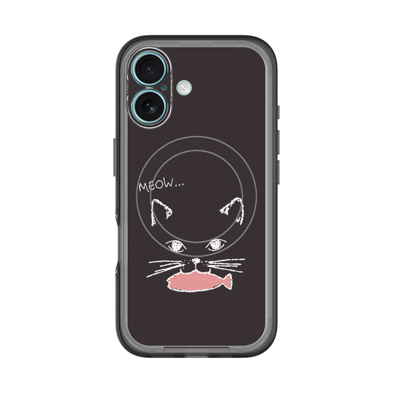 スリムプロテクションプレミアムケース with MagSafe［ 食いしん坊なねこ - Black ］