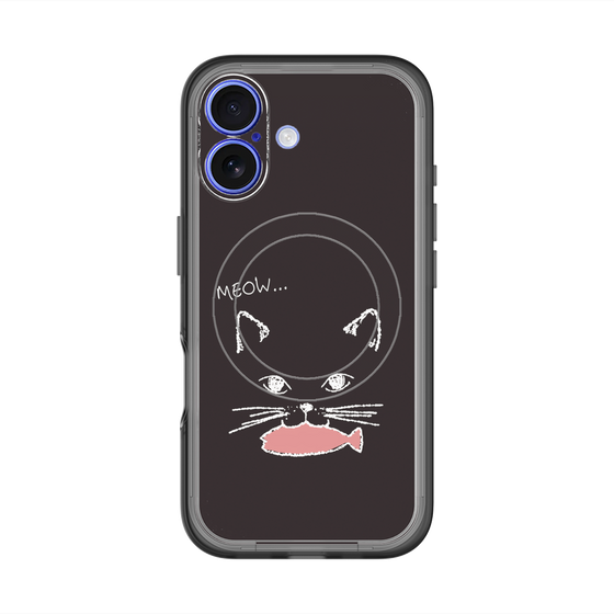 スリムプロテクションプレミアムケース with MagSafe［ 食いしん坊なねこ - Black ］