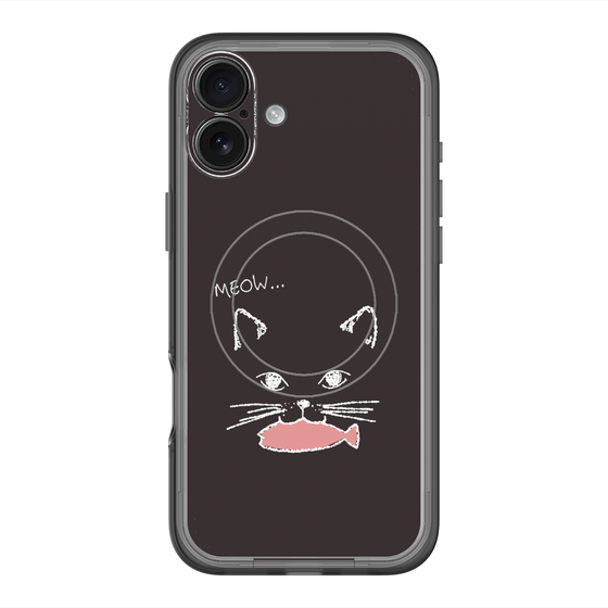 スリムプロテクションプレミアムケース with MagSafe［ 食いしん坊なねこ - Black ］