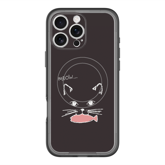 スリムプロテクションプレミアムケース with MagSafe［ 食いしん坊なねこ - Black ］