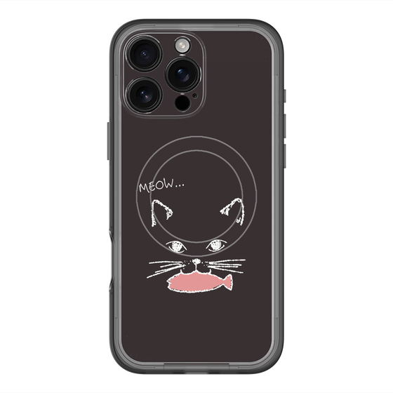 スリムプロテクションプレミアムケース with MagSafe［ 食いしん坊なねこ - Black ］
