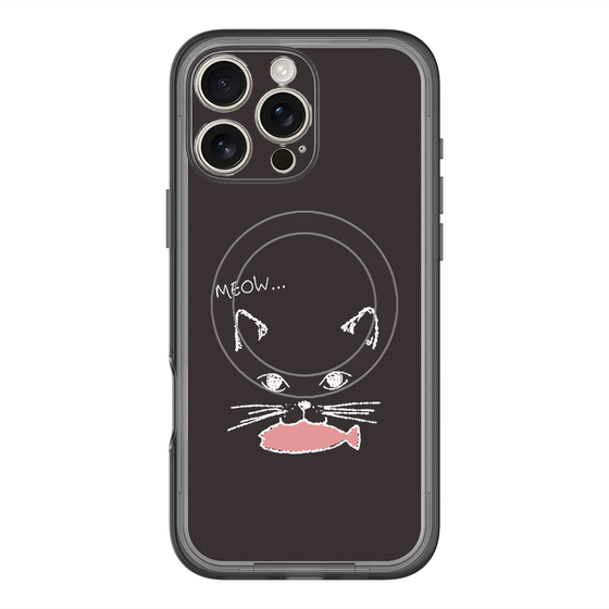スリムプロテクションプレミアムケース with MagSafe［ 食いしん坊なねこ - Black ］