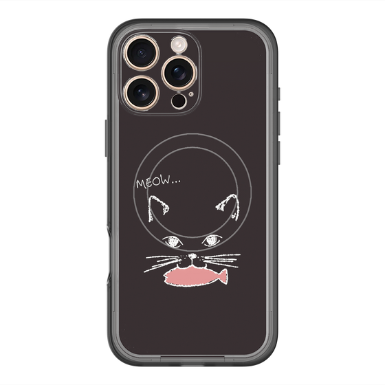 スリムプロテクションプレミアムケース with MagSafe［ 食いしん坊なねこ - Black ］
