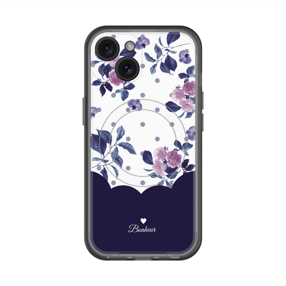 スリムプロテクションプレミアムケース with MagSafe［ ツインドットフラワー - Navy ］
