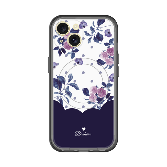スリムプロテクションプレミアムケース with MagSafe［ ツインドットフラワー - Navy ］
