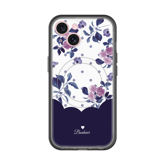 スリムプロテクションプレミアムケース with MagSafe［ ツインドットフラワー - Navy ］
