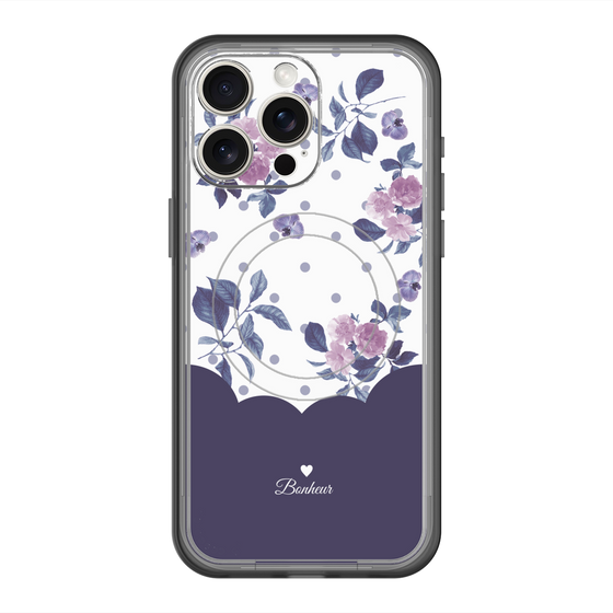 スリムプロテクションプレミアムケース with MagSafe［ ツインドットフラワー - Navy ］