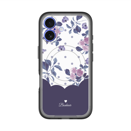 スリムプロテクションプレミアムケース with MagSafe［ ツインドットフラワー - Navy ］
