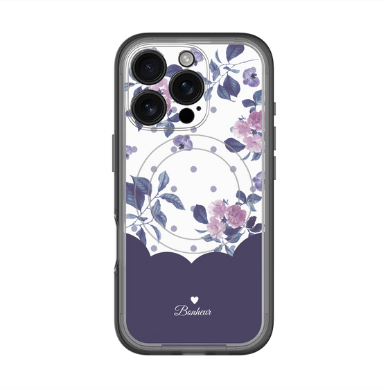 スリムプロテクションプレミアムケース with MagSafe［ ツインドットフラワー - Navy ］