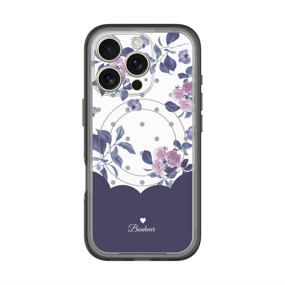 スリムプロテクションプレミアムケース with MagSafe［ ツインドットフラワー - Navy ］