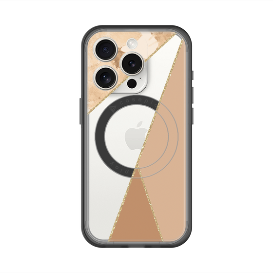 スリムプロテクションプレミアムケース with MagSafe［ マーブルトライアングルパレット - Beige ］