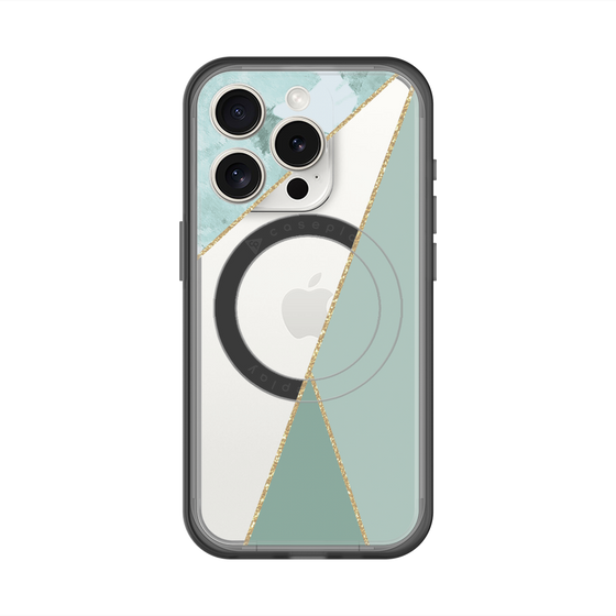スリムプロテクションプレミアムケース with MagSafe［ マーブルトライアングルパレット - Green ］