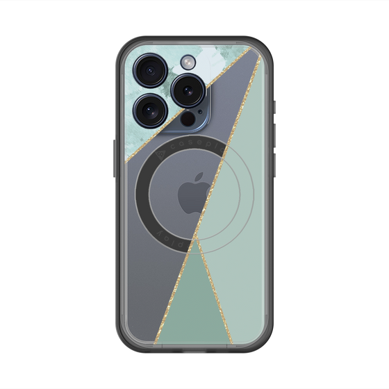 スリムプロテクションプレミアムケース with MagSafe［ マーブルトライアングルパレット - Green ］