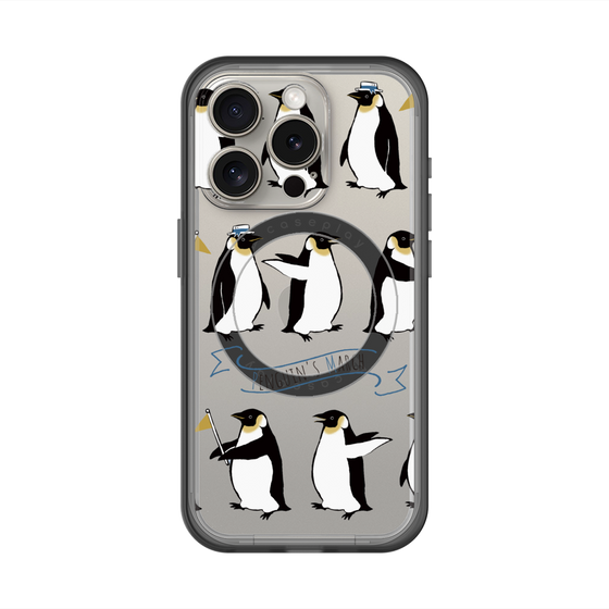 スリムプロテクションプレミアムケース with MagSafe［ キュートペンギンマーチ ］