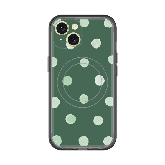 スリムプロテクションプレミアムケース with MagSafe［ 水彩ドット・レトロカラー - Green ］