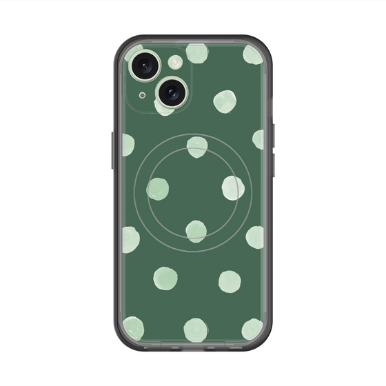 スリムプロテクションプレミアムケース with MagSafe［ 水彩ドット・レトロカラー - Green ］