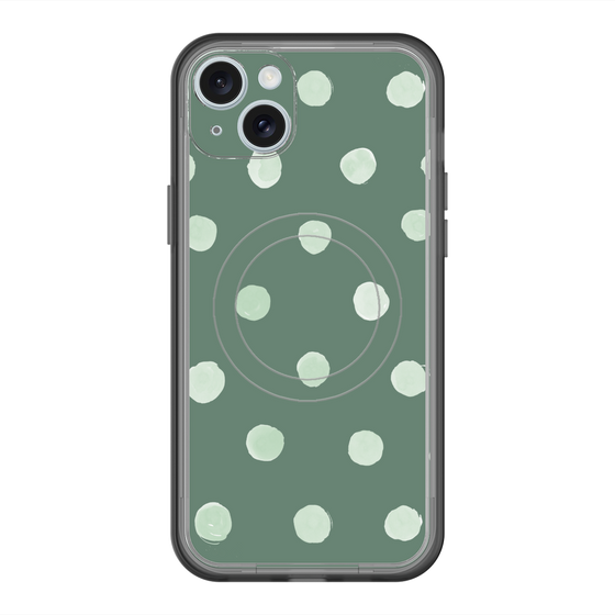 スリムプロテクションプレミアムケース with MagSafe［ 水彩ドット・レトロカラー - Green ］