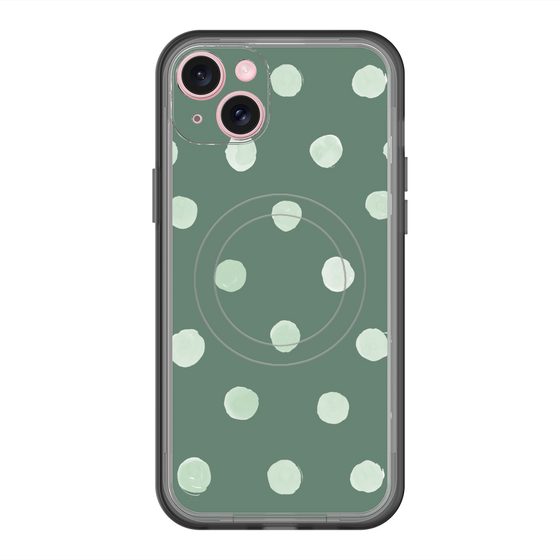スリムプロテクションプレミアムケース with MagSafe［ 水彩ドット・レトロカラー - Green ］