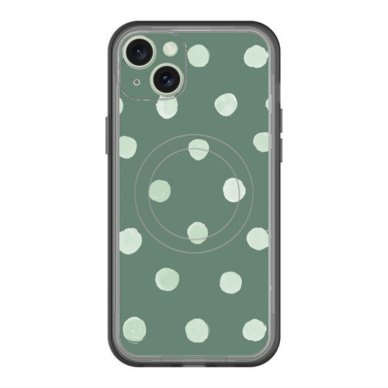 スリムプロテクションプレミアムケース with MagSafe［ 水彩ドット・レトロカラー - Green ］