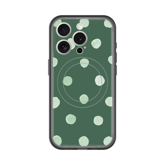 スリムプロテクションプレミアムケース with MagSafe［ 水彩ドット・レトロカラー - Green ］