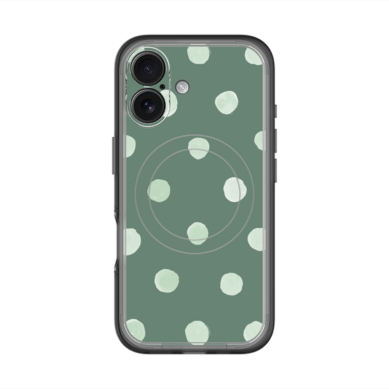 スリムプロテクションプレミアムケース with MagSafe［ 水彩ドット・レトロカラー - Green ］