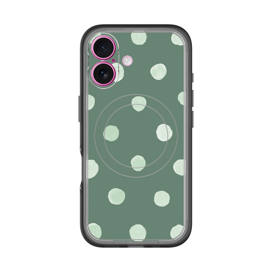 スリムプロテクションプレミアムケース with MagSafe［ 水彩ドット・レトロカラー - Green ］