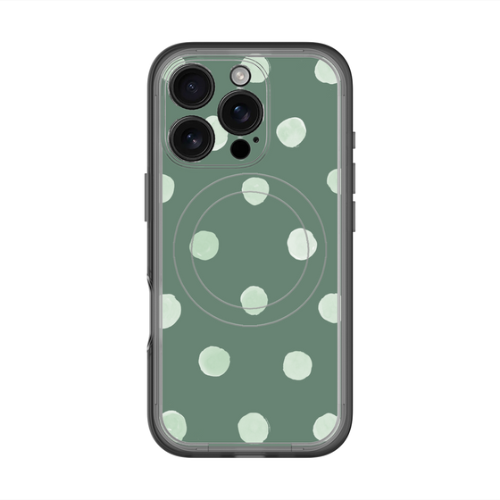 スリムプロテクションプレミアムケース with MagSafe［ 水彩ドット・レトロカラー - Green ］