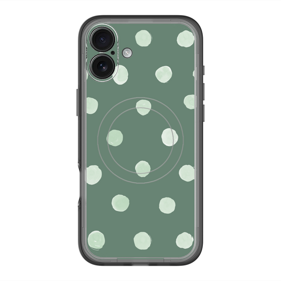 スリムプロテクションプレミアムケース with MagSafe［ 水彩ドット・レトロカラー - Green ］