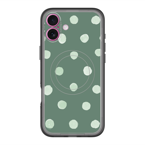 スリムプロテクションプレミアムケース with MagSafe［ 水彩ドット・レトロカラー - Green ］