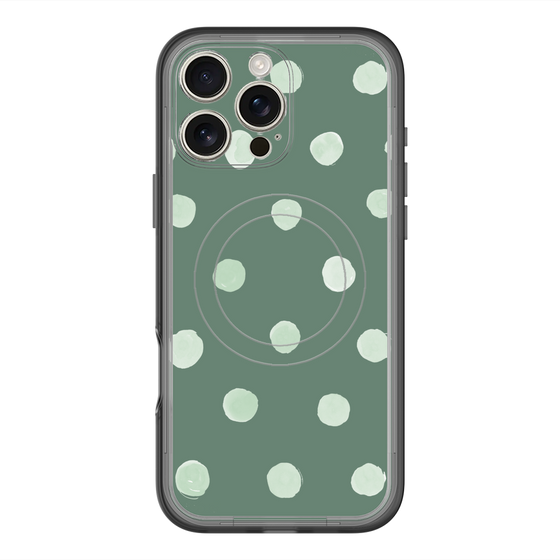 スリムプロテクションプレミアムケース with MagSafe［ 水彩ドット・レトロカラー - Green ］