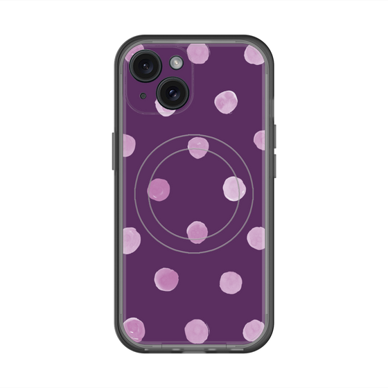 スリムプロテクションプレミアムケース with MagSafe［ 水彩ドット・レトロカラー - Purple ］