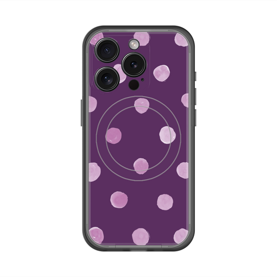 スリムプロテクションプレミアムケース with MagSafe［ 水彩ドット・レトロカラー - Purple ］
