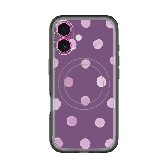 スリムプロテクションプレミアムケース with MagSafe［ 水彩ドット・レトロカラー - Purple ］