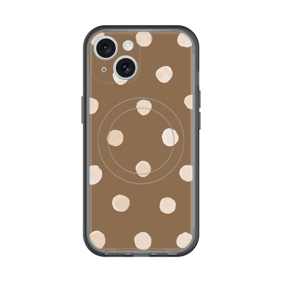 スリムプロテクションプレミアムケース with MagSafe［ 水彩ドット・レトロカラー - Brown ］