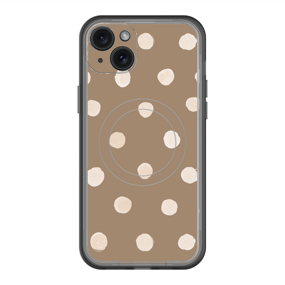スリムプロテクションプレミアムケース with MagSafe［ 水彩ドット・レトロカラー - Brown ］