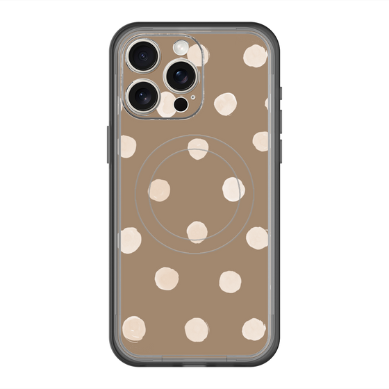 スリムプロテクションプレミアムケース with MagSafe［ 水彩ドット・レトロカラー - Brown ］