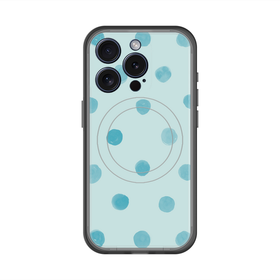 スリムプロテクションプレミアムケース with MagSafe［ 水彩ドット・レトロカラー - Light Blue ］