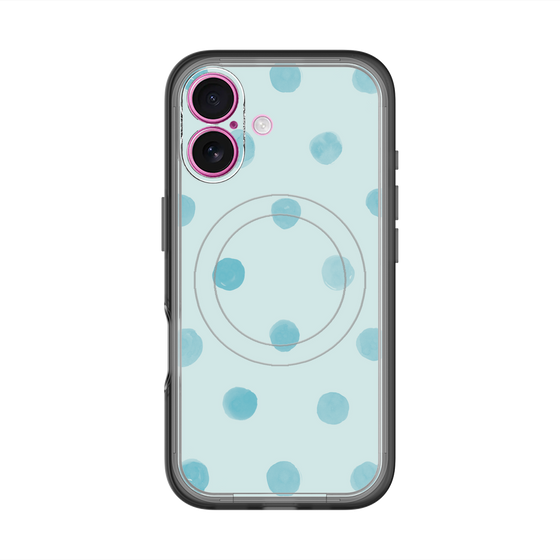 スリムプロテクションプレミアムケース with MagSafe［ 水彩ドット・レトロカラー - Light Blue ］