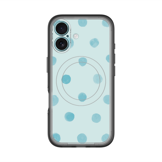スリムプロテクションプレミアムケース with MagSafe［ 水彩ドット・レトロカラー - Light Blue ］