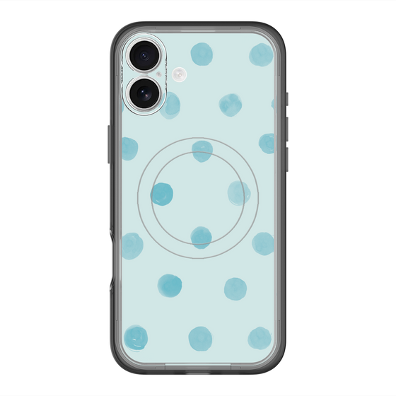 スリムプロテクションプレミアムケース with MagSafe［ 水彩ドット・レトロカラー - Light Blue ］