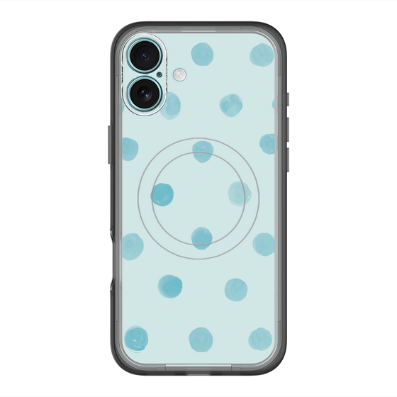 スリムプロテクションプレミアムケース with MagSafe［ 水彩ドット・レトロカラー - Light Blue ］