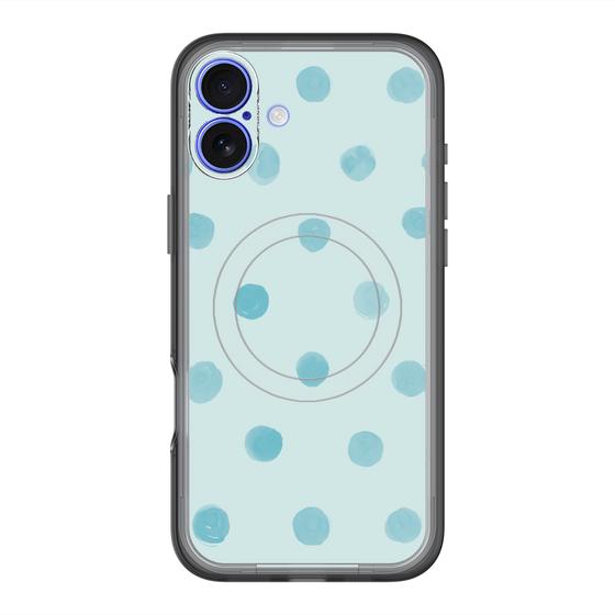 スリムプロテクションプレミアムケース with MagSafe［ 水彩ドット・レトロカラー - Light Blue ］