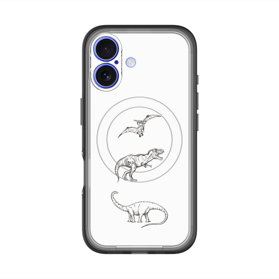 スリムプロテクションプレミアムケース with MagSafe［ Dinosaurs No.1 - White ］