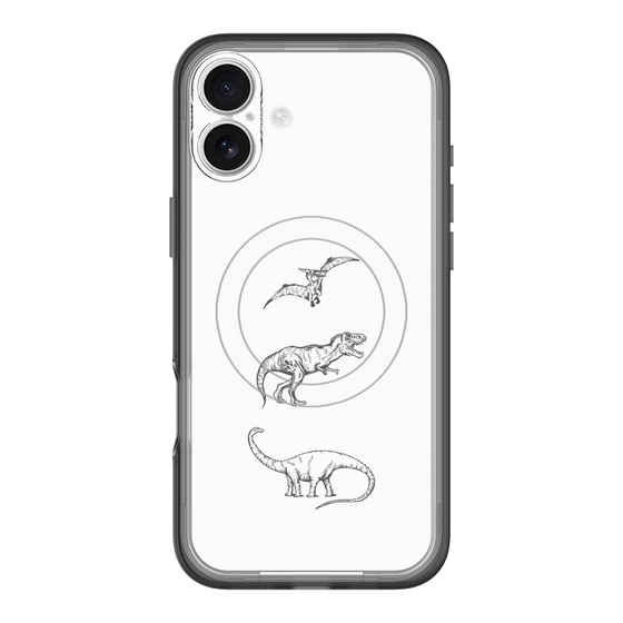 スリムプロテクションプレミアムケース with MagSafe［ Dinosaurs No.1 - White ］