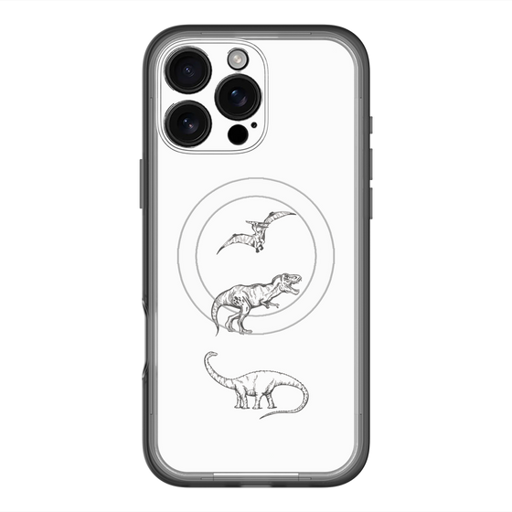 スリムプロテクションプレミアムケース with MagSafe［ Dinosaurs No.1 - White ］