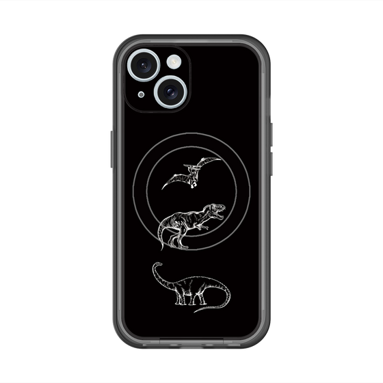 スリムプロテクションプレミアムケース with MagSafe［ Dinosaurs No.1 - Black ］
