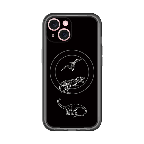 スリムプロテクションプレミアムケース with MagSafe［ Dinosaurs No.1 - Black ］