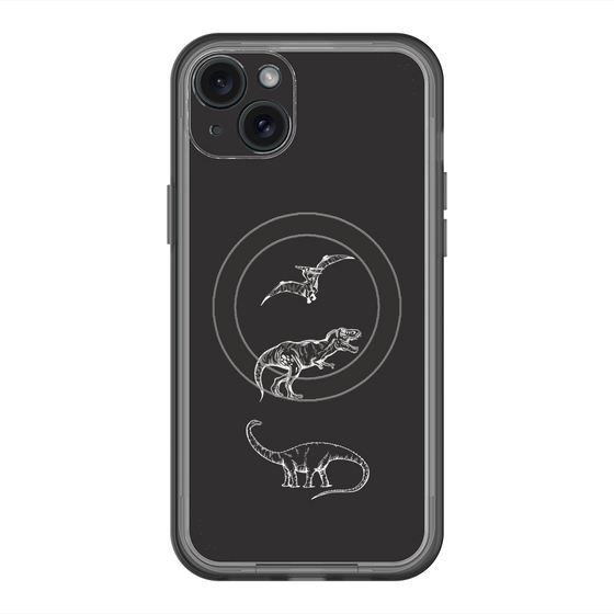 スリムプロテクションプレミアムケース with MagSafe［ Dinosaurs No.1 - Black ］